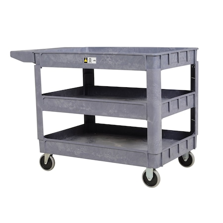 Vestil Plastic Utility Cart, 3 Shelves, 24.5 x 36, Foam Plastic, 550 lb Load Capacity, 3 Shelves, 25.5" W PLSC-3-2436